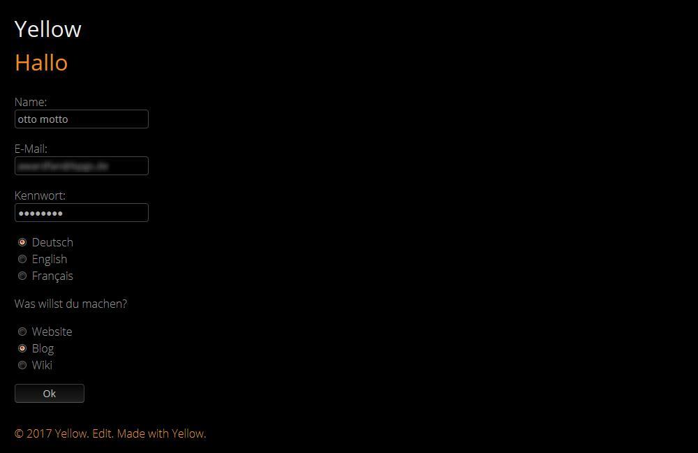 Die Installationsangaben